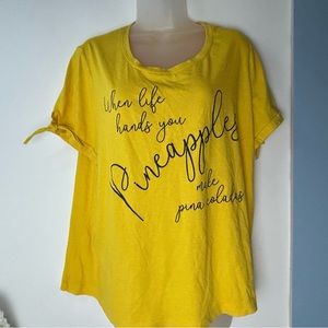 Cacique Yellow Sleep Shirt "When Life Hands you pineapples make‎ pinacoladas" 14